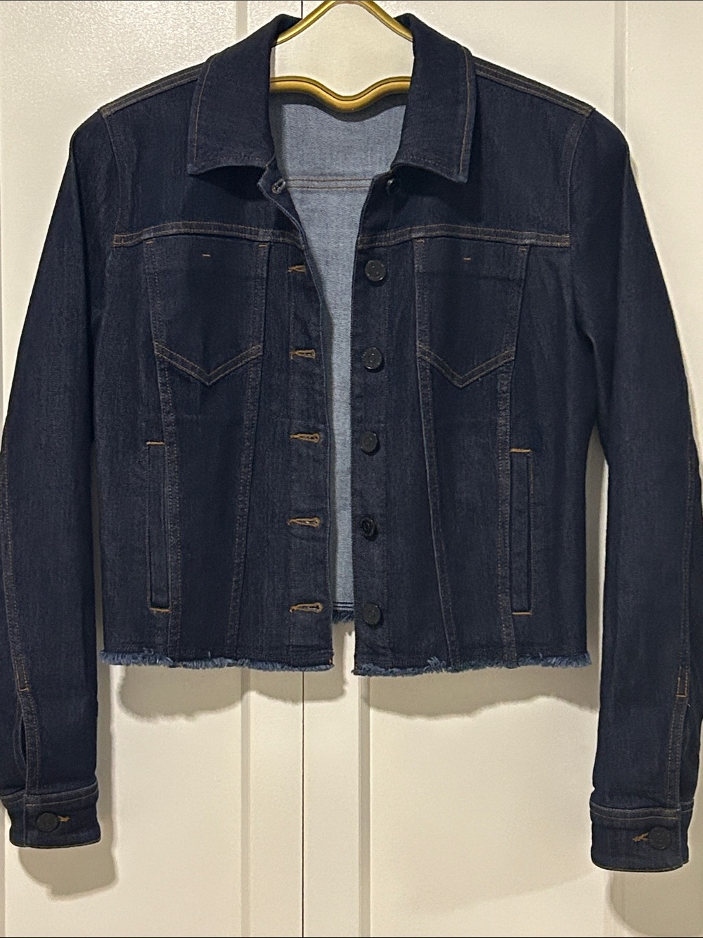 NWOT Susan Graver Stretch Denim Jacket with Unfinished Hem - Picture 2 of 11